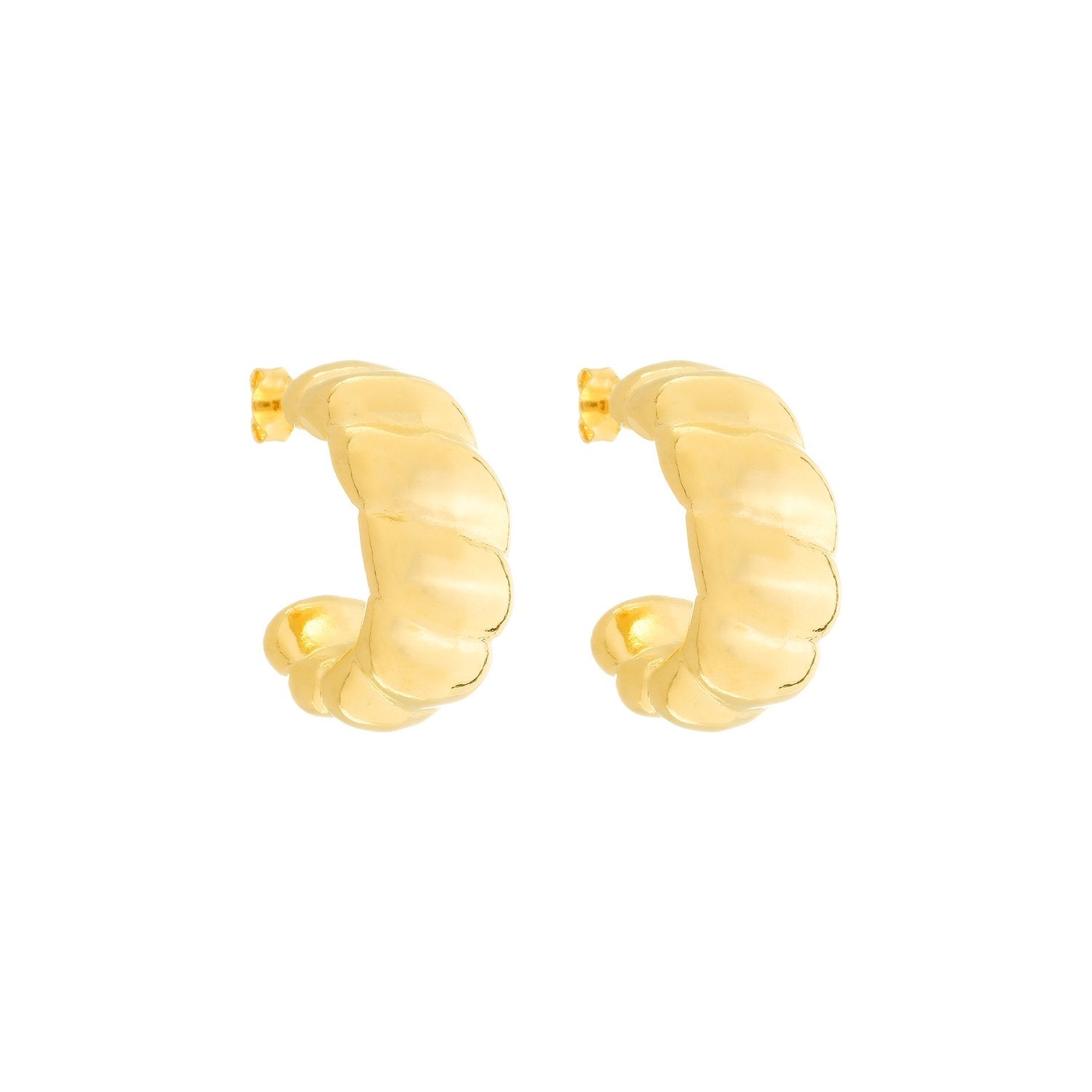 Brinco Croissant Meia Argola com Banho de Ouro 24K