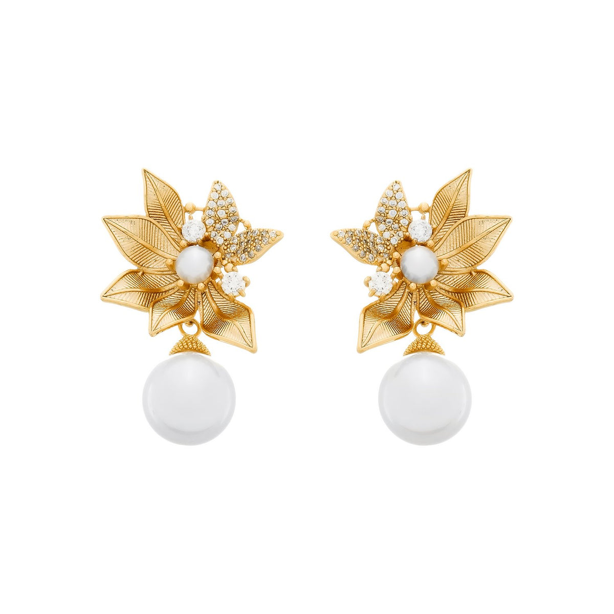 Brinco Fisális em Zircônia e Pérolas