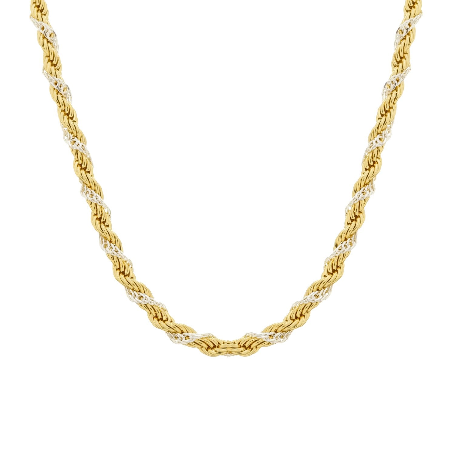 Colar Torcido de Cordão Baiano Dourado e Prateado