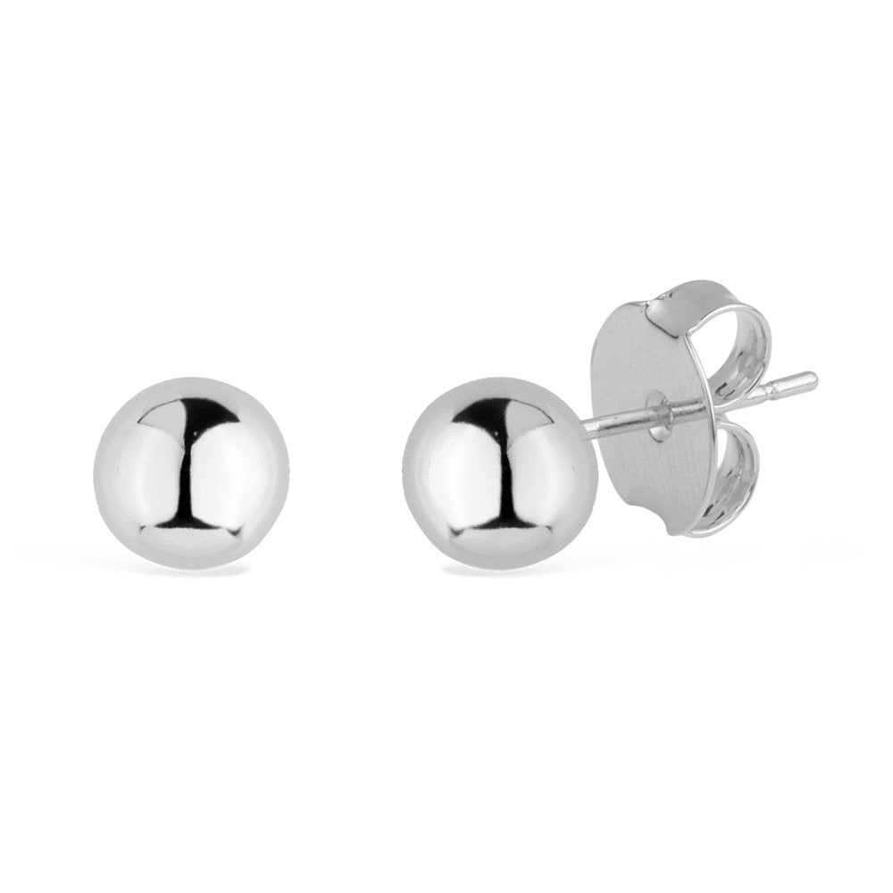Brinco Prateado de Bolinha com Banho de Ouro Branco 