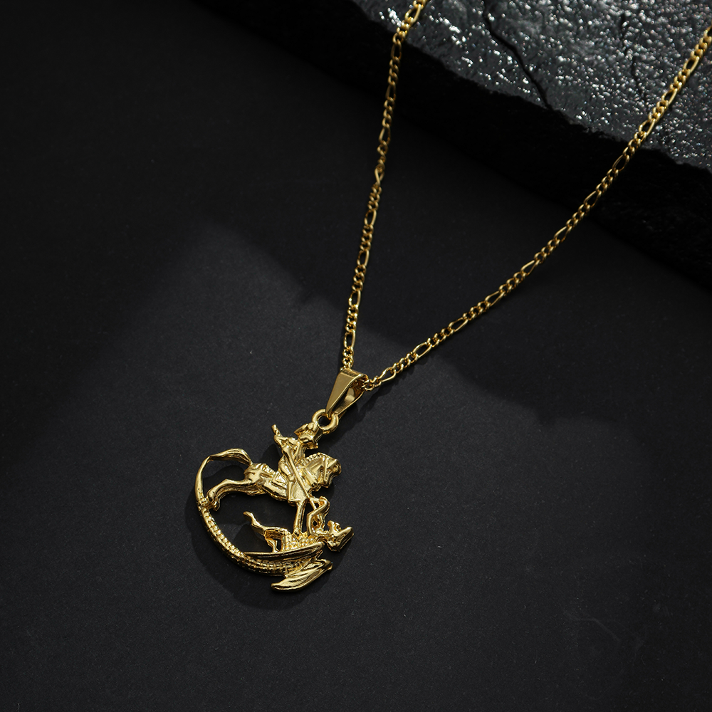 Pingente Dourado São Jorge com Banho de Ouro 24K