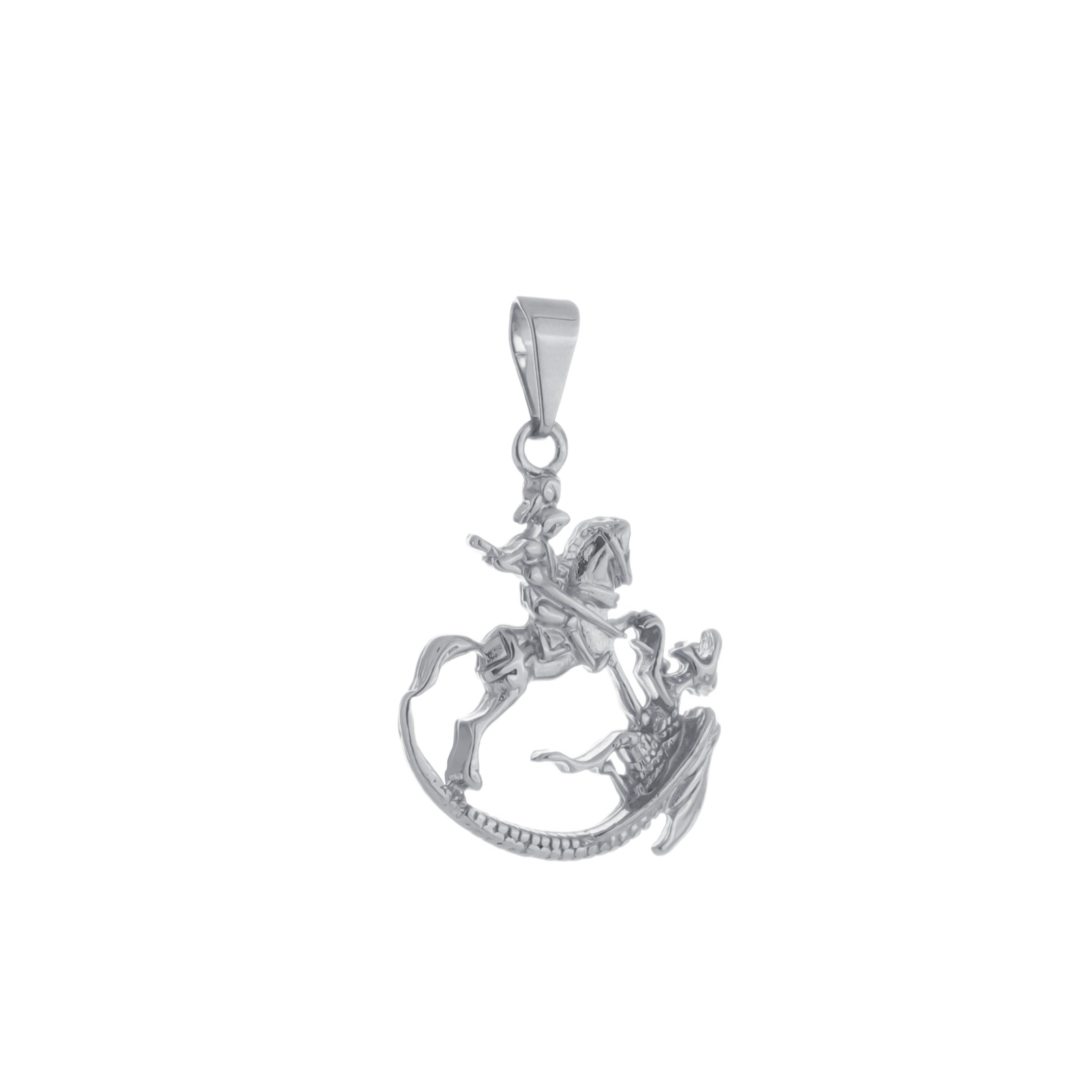 Pingente Prateado São Jorge com Ouro Branco