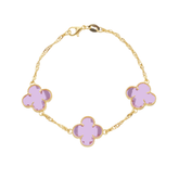 Pulseira 3 Trevos com Banho de Ouro 24K Rosa