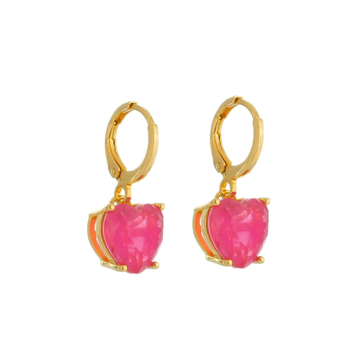 Brinco Afrodite Rosa com Banho de Ouro 24k